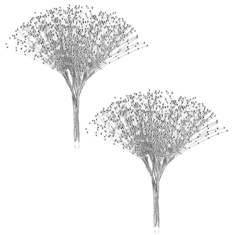 JUXINGDAZYF 100pcs Beaded Stick Bride Wedding Pearl Bouquet Party Decoration, 4mm String Pearl Sticks Vase Filler, Christmas Tree Picks and Sprays, Artificial Flowers Pampas Grass Bouquet Accessories(Silver) - Image 2